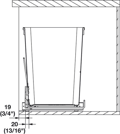 Hafele Single 36 qt. Wire Pullout Waste Trash Bin with Soft-Close Slides and Handle