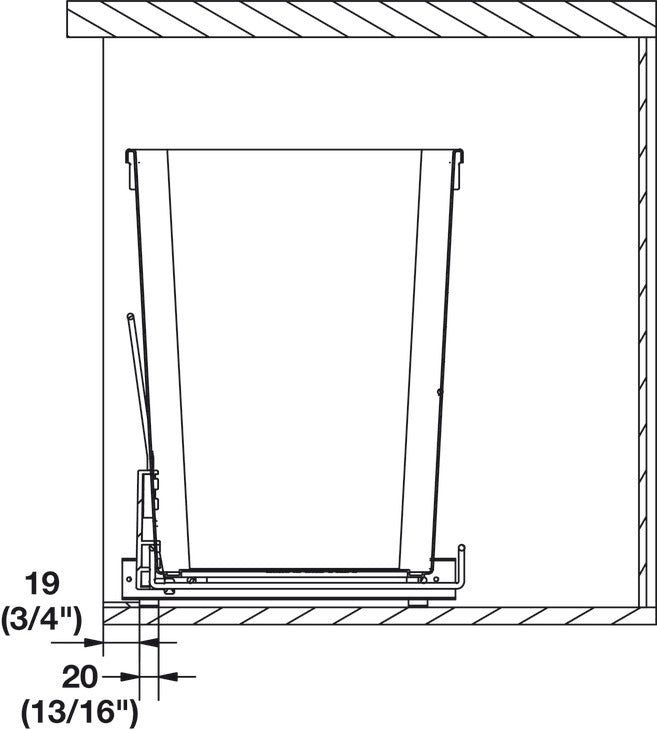 Hafele Single 36 qt. Wire Pullout Waste Trash Bin with Soft-Close Slides and Handle