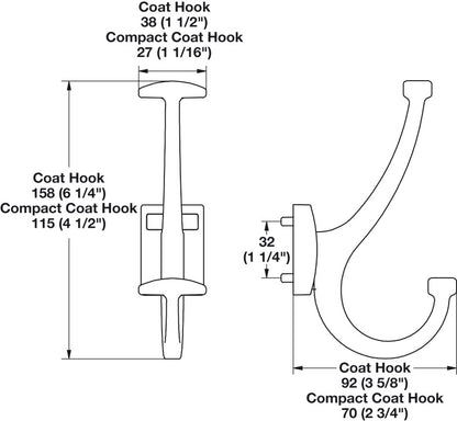 TAG Hardware Coordinated Elite Double Prong Coat Hook