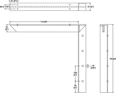 Häfele One Pair Concealed Wall Support Brackets – Right-Angle Design | Heavy-Duty Steel holds up to 7,960 lbs/pair