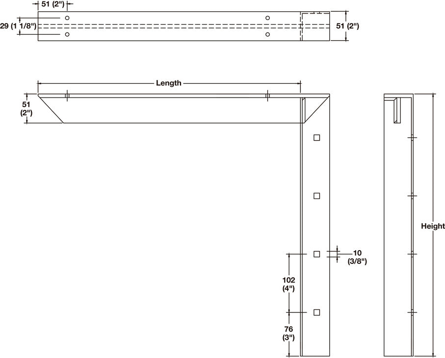 Häfele One Pair Concealed Wall Support Brackets – Right-Angle Design | Heavy-Duty Steel holds up to 7,960 lbs/pair