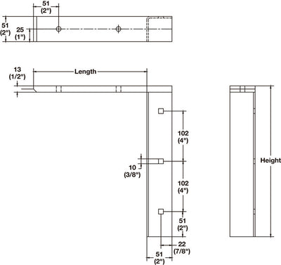 Häfele Concealed Flat Wall Support Bracket | Heavy-Duty Steel holds up to 4,900 lbs/pair