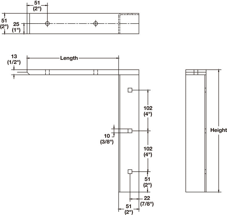 Häfele Concealed Flat Wall Support Bracket | Heavy-Duty Steel holds up to 4,900 lbs/pair