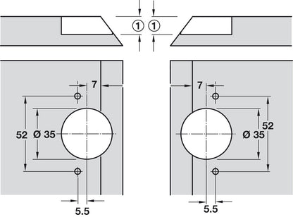 Hafele Miter Flap Cabinet Steel Hinge GS 45/90 1.5mm (1/20'') Wide with 135° Opening Angle for Doors and Flaps