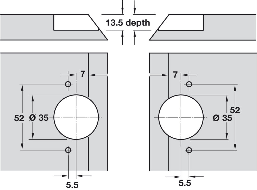 Hafele Miter Flap Cabinet Hinge 1.5mm (1/20'') Wide with 90° Opening Angle for Doors and Flaps