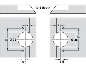 Hafele Miter Flap Cabinet Hinge 1.5mm (1/20'') Wide with 90° Opening Angle for Doors and Flaps