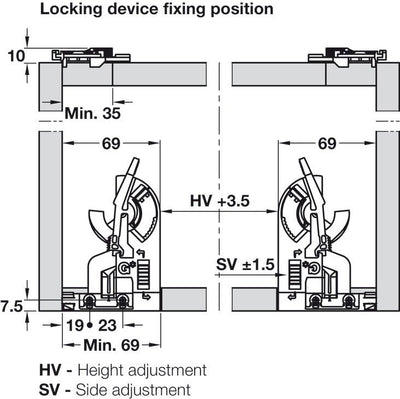 Front Locking Device 2 - D Dynapro Pair (Left & Right) for Drawer slides - KI Home