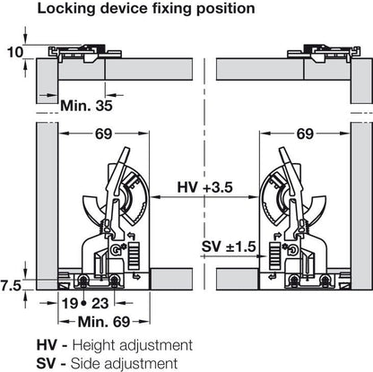 Front Locking Device 2 - D Dynapro Pair (Left & Right) for Drawer slides - KI Home