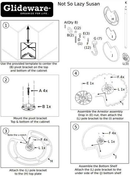 Glideware Not - So - Lazy Wood Kidney Shape Swiveling Lazy Susan Organizer with 7 Metal Hooks - KI Home