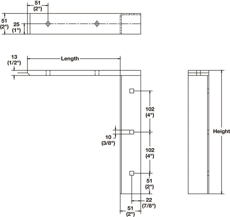 Häfele Concealed Flat Wall Support Bracket | Heavy-Duty Steel holds up to 4,900 lbs/pair - KI Home
