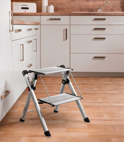 Hafele 2 - Step Heavy Duty 330lbs Load Capacity Non - Slip Folding Stool with Handle - KI Home