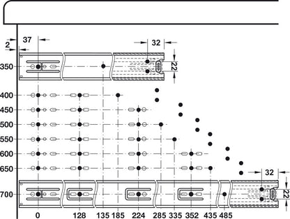 Hafele 3932 EC Full Extension Side - Mounted Soft Close Ball Bearing Drawer Slide Runners, 150 lb. Load Capacity - KI Home