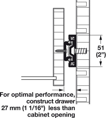 Hafele 3932 EC Full Extension Side - Mounted Soft Close Ball Bearing Drawer Slide Runners, 150 lb. Load Capacity - KI Home