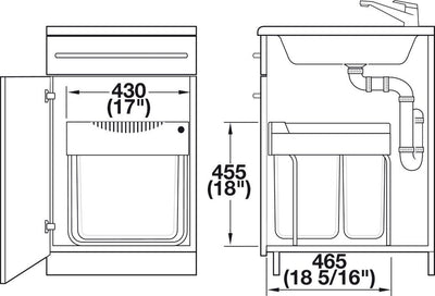 Hafele 502.70.522 Hailo Easy Cargo 50 Waste Bin Pull - Out Double Trash Can 88 lbs Weight Capacity - KI Home