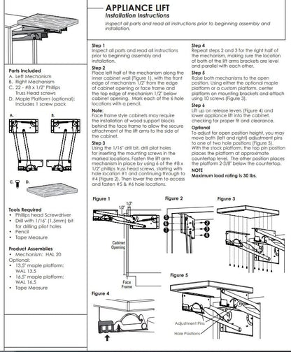 Hafele 504.20.900 Kitchen Appliance Hardware Stand Mixer Soft - Close Lift Steel Mechanism 60 Lb Storage Weight Capacity Platinum - KI Home