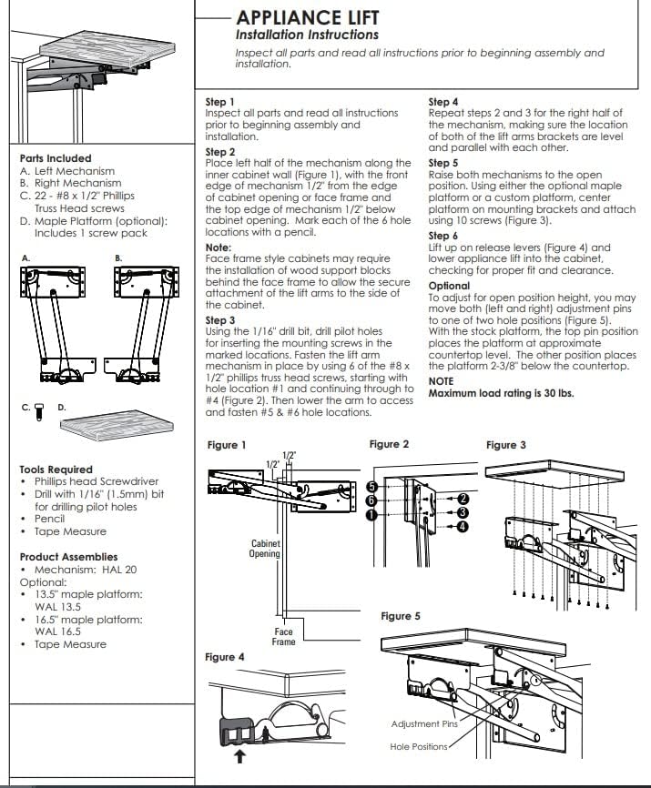 Hafele 504.20.900 Kitchen Appliance Hardware Stand Mixer Soft - Close Lift Steel Mechanism 60 Lb Storage Weight Capacity Platinum - KI Home