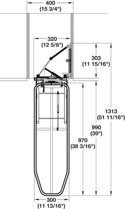 Hafele 568.67.900 Wall Mounted Folding and 90° Rotating Vertical Mount Folding Ironing Board - KI Home