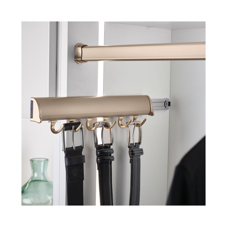 TAG Hardware Designer 5-Hook Valet Belt Tie Rack Closet Organizer with 11.75 Inch Extension