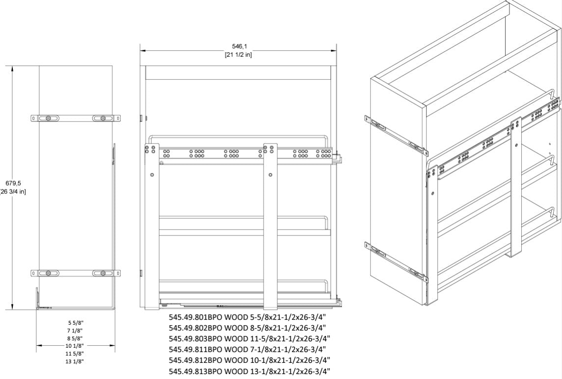 Häfele Base Cabinet Pull - Out Insert with Reinforced Brackets & Soft - Close Undermount Slides - KI Home