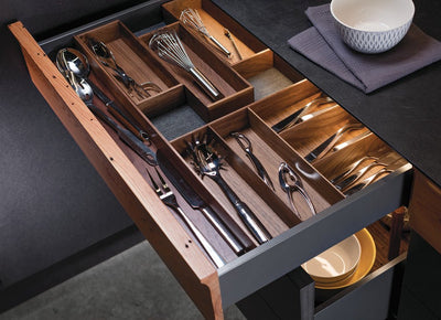 Hafele Fineline™ Move Adjustable Cutlery Drawer Insert Tray, 11 13/16" x 16 11/16" (Choose Finish) - KI Home