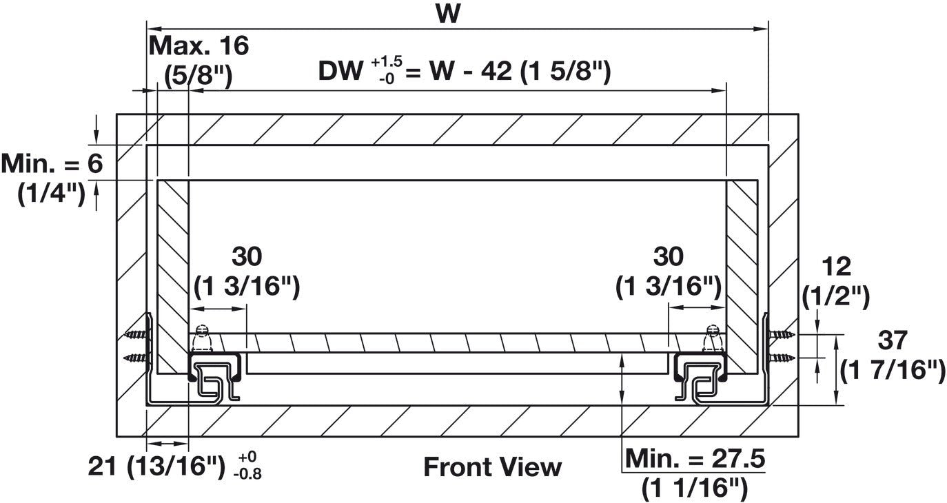 Hafele Full Extension Soft Close Drawer Slides with Front Fixing Clips - 75 lbs Load Capacity - KI Home