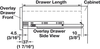 Hafele Full Extension Soft Close Drawer Slides with Front Fixing Clips - 75 lbs Load Capacity - KI Home