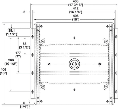 Hafele Full Extension TV Swivel – 16" Square Mounting Plate, 360° Swivel, Supports TVs up to 36" - KI Home