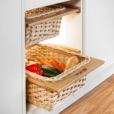 Hafele Hand-Woven Wicker Pull-Out Basket with Beech Frame & Runners – 15" or 18" Kitchen Cabinet Organizer, Made in Poland - KI Home