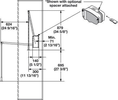 Hafele Heavy - Duty Pull Down Wardrobe Closet Rod Lift - 33 LB Load Capacity in White, Chrome, or Black - KI Home