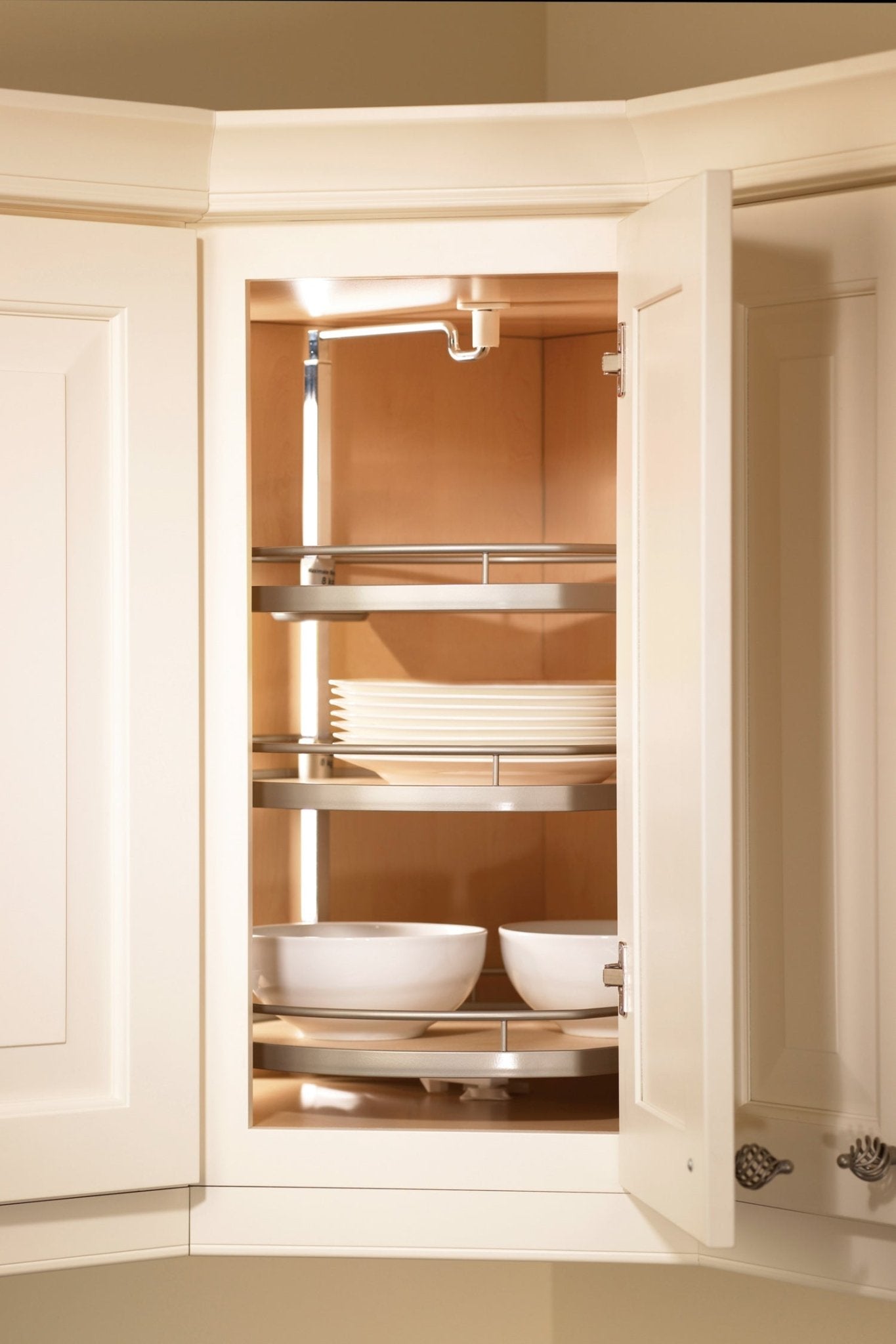 Häfele Kesseböhmer Twister D - Shaped Nonslip 2 or 3 - Shelf Revolving Lazy Susan Set for Upper Wall Corner Cabinets - KI Home