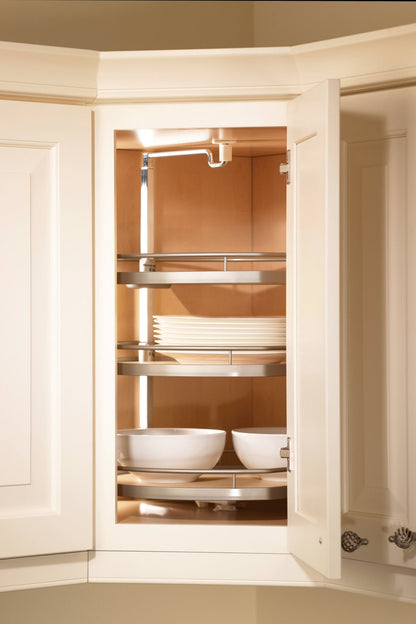 Häfele Kesseböhmer Twister D - Shaped Nonslip 2 or 3 - Shelf Revolving Lazy Susan Set for Upper Wall Corner Cabinets - KI Home