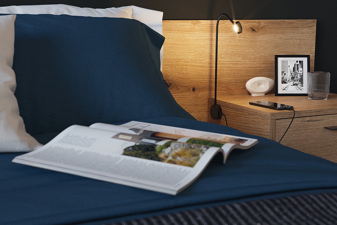 Hafele Loox5 LED 3034 Flexible Bedside Reading Light – Integrated USB Charging Station - KI Home