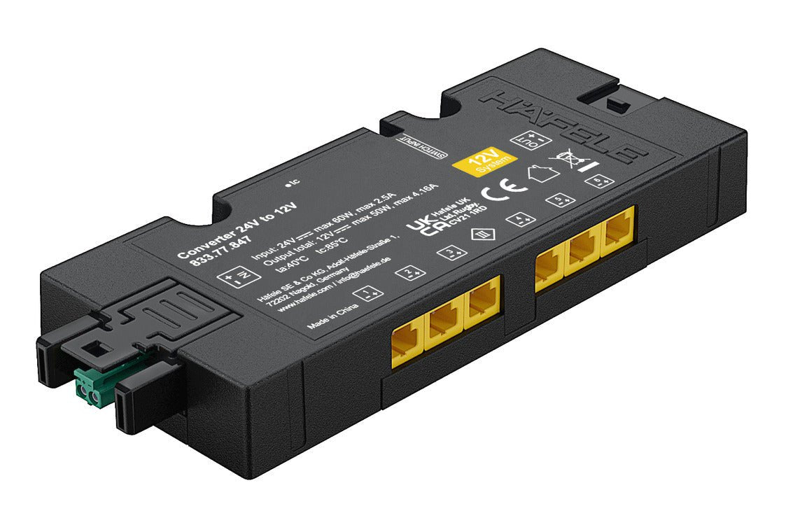 Hafele Loox5 Voltage Converter | 24V Driver to 12V Lighting | 50W Output with 6 Ports - KI Home