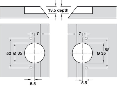 Hafele Miter Flap Cabinet Steel Hinge GS 45/90 1.5mm (1/20'') Wide with 135° Opening Angle for Doors and Flaps - KI Home