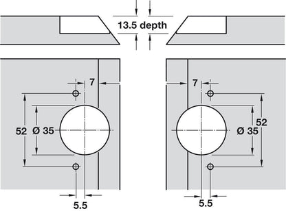 Hafele Miter Flap Cabinet Steel Hinge GS 45/90 1.5mm (1/20'') Wide with 135° Opening Angle for Doors and Flaps - KI Home