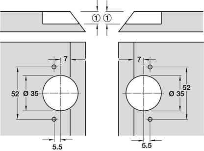 Hafele Miter Flap Cabinet Steel Hinge GS 45/90 1.5mm (1/20'') Wide with 135° Opening Angle for Doors and Flaps - KI Home