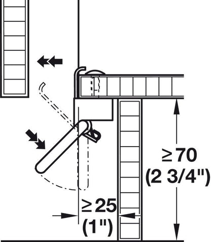 Hafele Peka Fusspedal 502.47.183 Hands - Free Toe Kick Garbage Can Cabinet Door Opener for Automatic Extension of a Waste Bin - KI Home