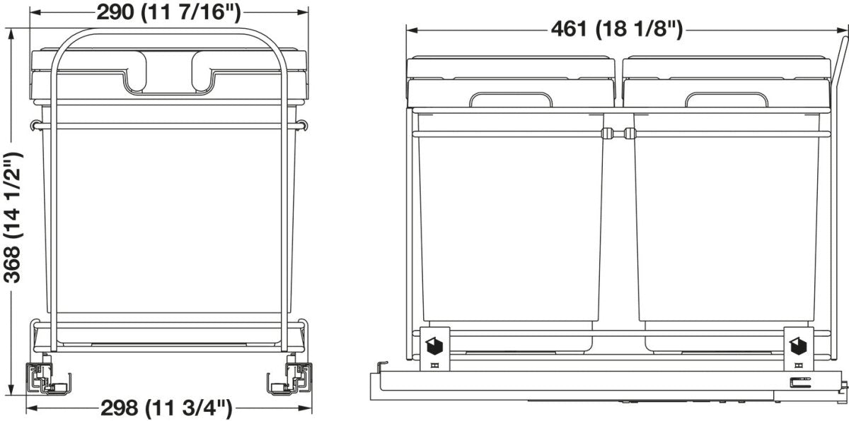 Hafele Premium 32 Qt Under-Sink Pull-Out Soft-Close Double Waste Bin System - KI Home