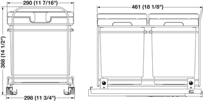 Hafele Premium 32 Qt Under-Sink Pull-Out Soft-Close Double Waste Bin System - KI Home