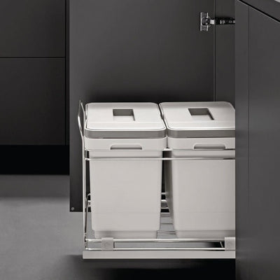 Hafele Premium 32 Qt Under-Sink Pull-Out Soft-Close Double Waste Bin System - KI Home