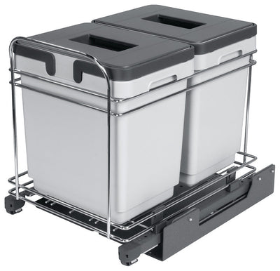 Hafele Premium 32 Qt Under-Sink Pull-Out Soft-Close Double Waste Bin System - KI Home