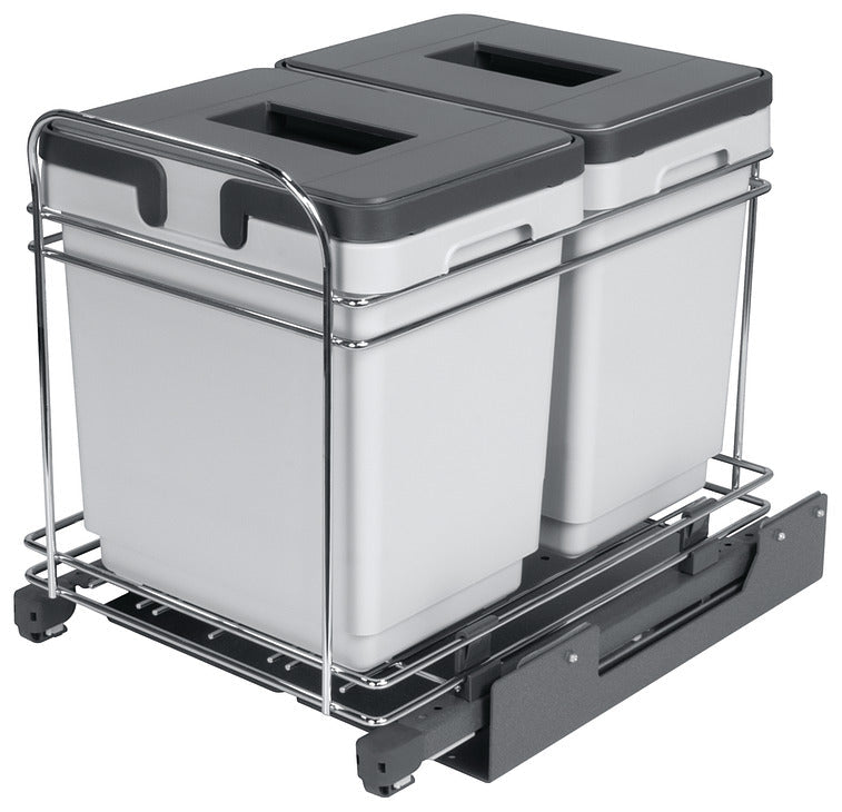 Hafele Premium 32 Qt Under-Sink Pull-Out Soft-Close Double Waste Bin System - KI Home