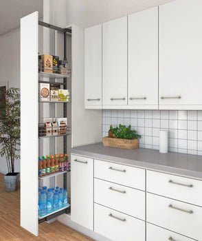Hafele Pull - Out Pantry Unit with 5 Chrome - Plated Hanging Baskets for 300 mm (11 - 13/16 inch) Cabinet Width - KI Home