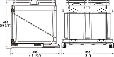 Hafele Pullout Trash System with Soft Close and Door Mounting Brackets I Made in Italy - KI Home