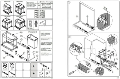 Hafele Pullout Trash System with Soft Close and Door Mounting Brackets I Made in Italy - KI Home