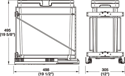 Hafele Pullout Trash System with Soft Close and Door Mounting Brackets I Made in Italy - KI Home