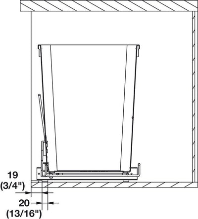 Hafele Single 36 qt. Wire Pullout Waste Trash Bin with Soft - Close Slides and Handle - KI Home