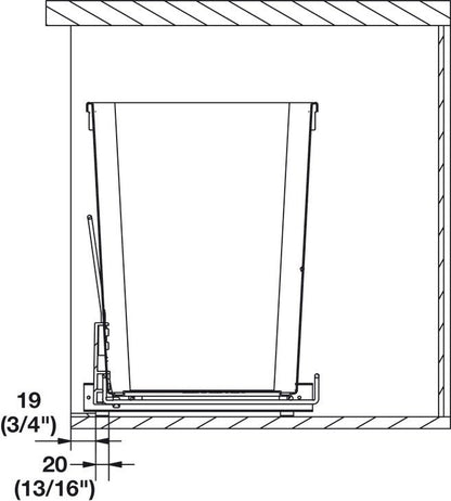 Hafele Single 36 qt. Wire Pullout Waste Trash Bin with Soft - Close Slides and Handle - KI Home