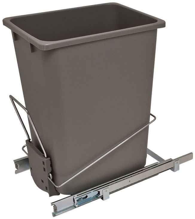 Hafele Single 36 qt. Wire Pullout Waste Trash Bin with Soft - Close Slides and Handle - KI Home