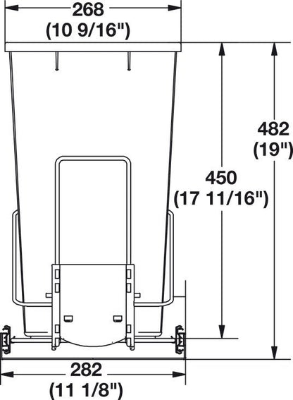 Hafele Single 36 qt. Wire Pullout Waste Trash Bin with Soft - Close Slides and Handle - KI Home